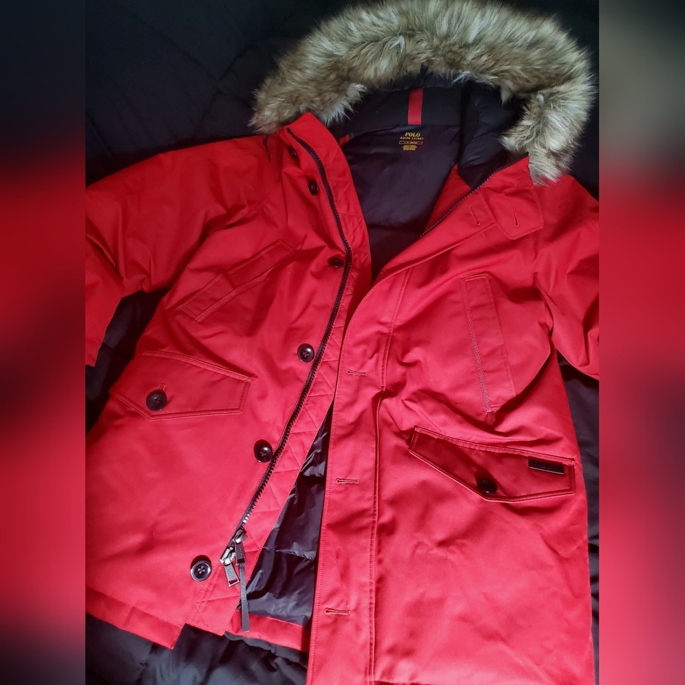 Polo Ralph Lauren Red Parka with Fur Hood